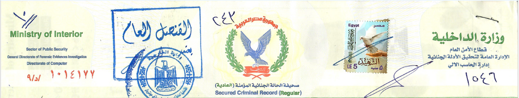 Egypt Police Certificate Received